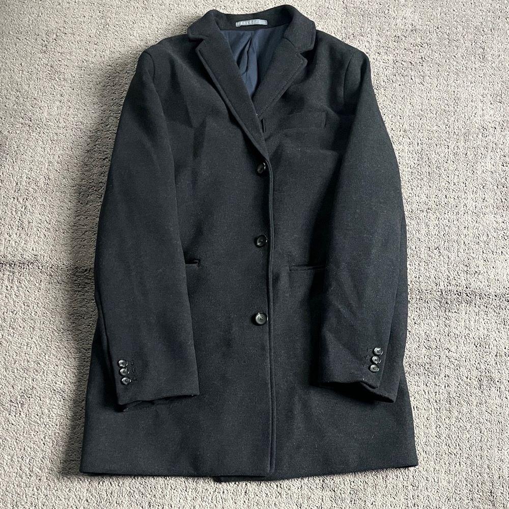 Men’s Button-Up Coat - Charcoal Black